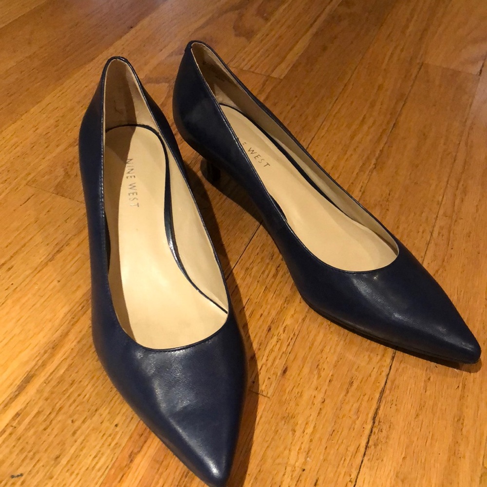 Nine West Navy Kitten Heel Pumps